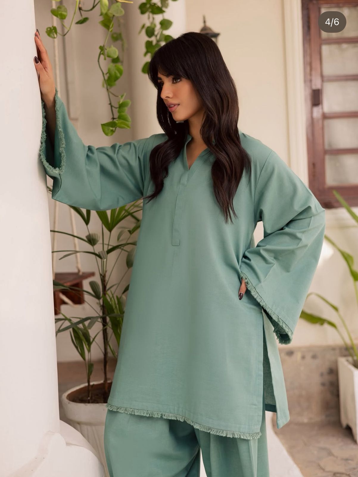 The Sage Fringed Karandi Set