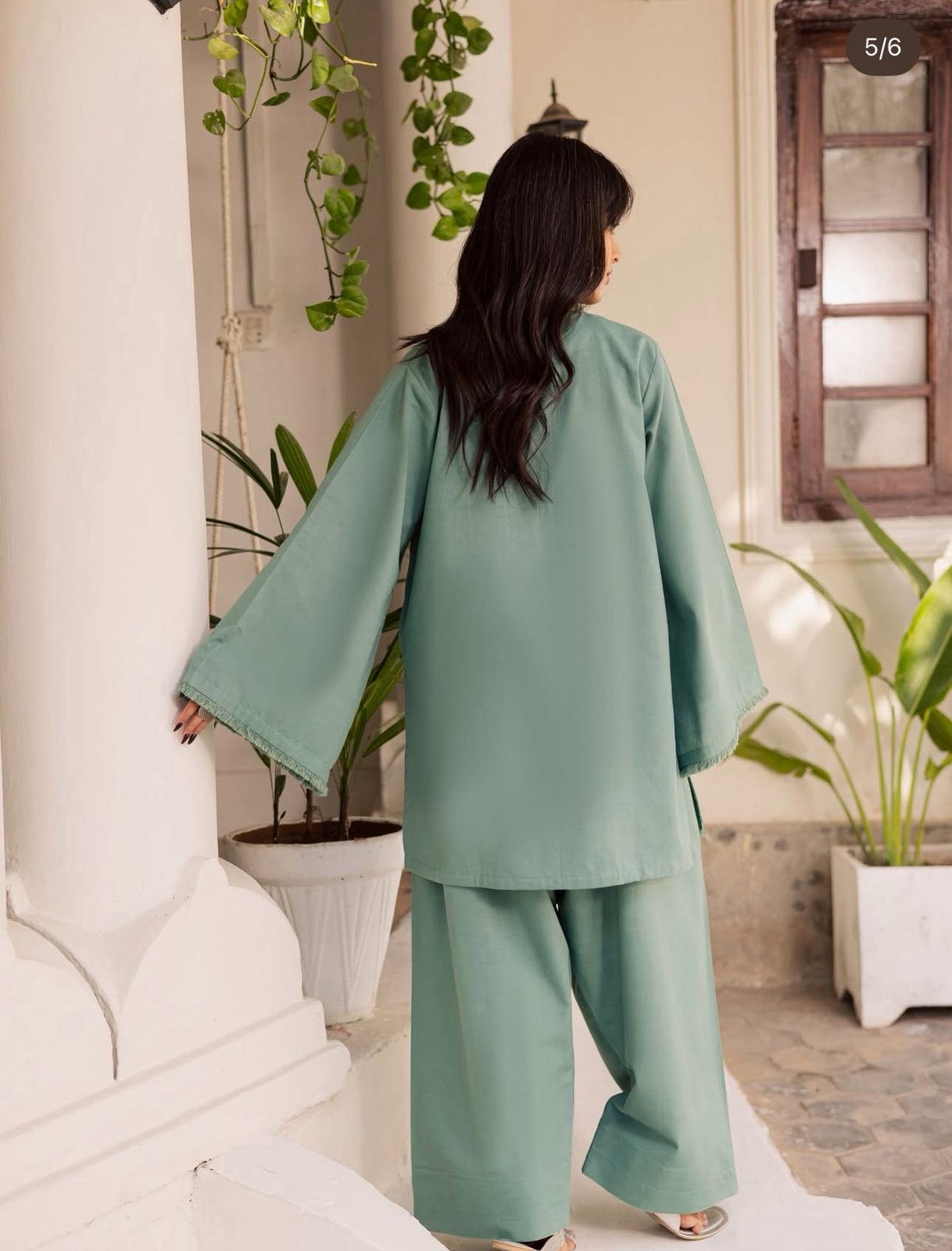 The Sage Fringed Karandi Set